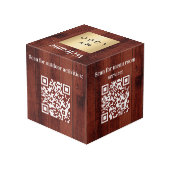 Willkommen Business Logo QR Codes Holzinfo-Tabelle Würfel (Rückseite Schrägansicht)