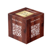 Willkommen Business Logo QR Codes Holzinfo-Tabelle Würfel (Vorderseite Schrägansicht)