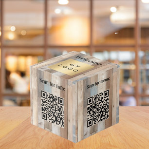 Willkommen Business Logo QR Codes Holzinfo-Tabelle Würfel