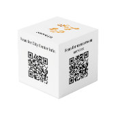 Willkommen Business Logo QR Codes Info Weiße Tabel Würfel (Rückseite Schrägansicht)