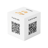 Willkommen Business Logo QR Codes Info Weiße Tabel Würfel (Vorderseite Schrägansicht)