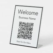 Willkommen Business Name Scan QR Code für unser Me Sockelschild (Vorderseite)