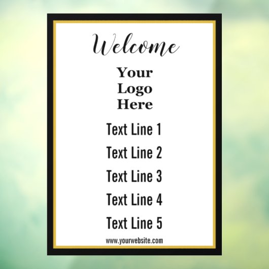 Willkommen Business Text Website und Ihr Logo hier Fensteraufkleber (Blatt 3)