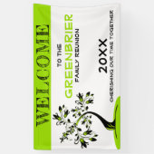 Willkommen Custom Family Wiedersehen Green Blumenb Banner (Vertikal)