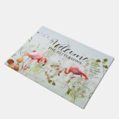 Willkommen Der Name der modernen tropischen Flamin Fußmatte (Schrägansicht)