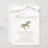 Willkommen des Glitzer-Karussell-Pferd| zum Einladung (Vorderseite)