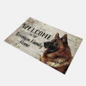 Willkommen Deutscher Schäferfamilie Name Zuhause D Fußmatte (Schrägansicht)