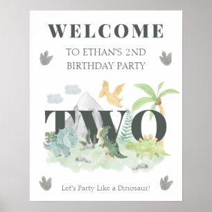 Willkommen Dinosaurier 2. Geburtstag Junge Süße Ju Poster