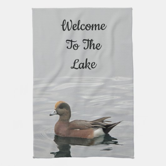 Willkommen Duck Foto Wigeon Calm Water Lake House Geschirrtuch (Vertikal)