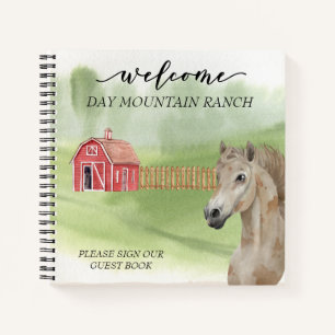 Willkommen Dude Ranch Stall Pferdestall Gästebuch Notizblock