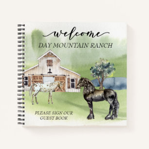 Willkommen Dude Ranch Stall Pferdestall Gästebuch Notizblock