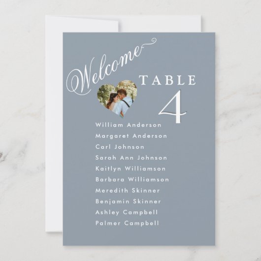 Willkommen Dusty Blue Wedding Plan Cards Einladung (Vorderseite)