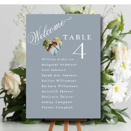 Willkommen Dusty Blue Wedding Plan Cards Einladung