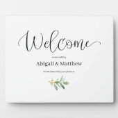 Willkommen Easel Wedding Watercolor Greenery Plaqu Fotoplatte (Vorderseite)