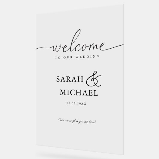 WILLKOMMEN! Elegant, Hochzeit Acrylschild (Winkel)