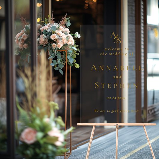 WILLKOMMEN! elegant, klassisch, Monogramm, Acrylschild