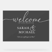 WILLKOMMEN! Elegant, schwarz, transparent, Hochzei Acrylschild (Vorderseite)