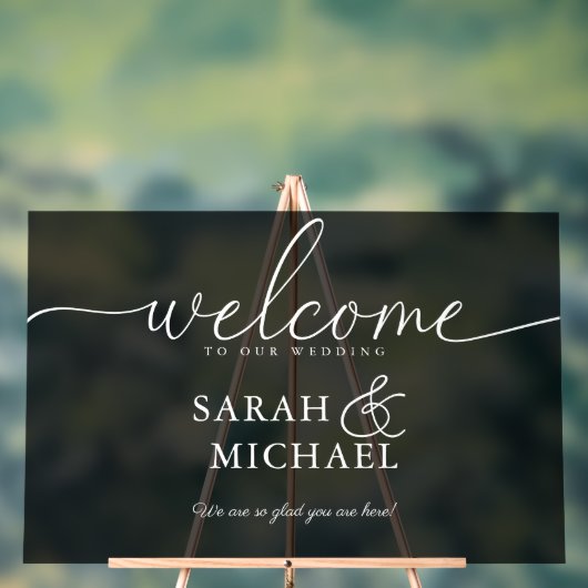 WILLKOMMEN! Elegant, schwarz, transparent, Hochzei Acrylschild (Neutral)