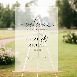 WILLKOMMEN! Elegant, weiß, transparent, Hochzeit Acrylschild