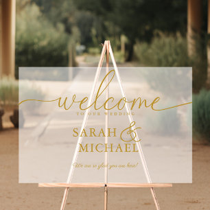 WILLKOMMEN! Elegant, weiß, transparent, Hochzeit Acrylschild