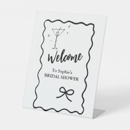 Willkommen Elegantes Pedestal Wavy Retro Brautpart Sockelschild