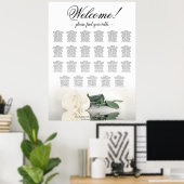 Willkommen! Elegantes White Rose 23 Tabelle Seatin Poster (Heimbüro)
