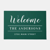 Willkommen Emerald Green Personalisiert Familienna Fußmatte (Vorderseite)