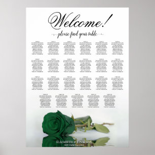 Willkommen! Emerald Green Rose 23 Table Seating Ch Poster