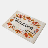 Willkommen Erntedank Orange Gelbe Herbstlaube Fußmatte (Schrägansicht)