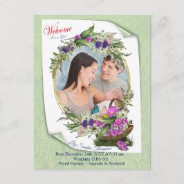 Willkommen, es ist ein Frühjahrs-Baby-Mädchen Ankündigungspostkarte