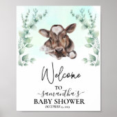 Willkommen Eucalyptus Kuh Calf Baby Dusche Poster (Vorne)