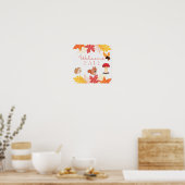 Willkommen Fall Niedlichen Waldtiere und Blätter Poster (Küche)