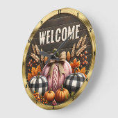 Willkommen Fall Pumpkins Harvest Große Wanduhr (Winkel)