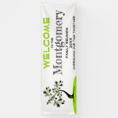 Willkommen Familie Wiedersehen Moderner Grüner Blu Banner (Vertikal)