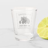 Willkommen Familienname Farm Traktor weiß Tinte Schnapsglas (Rückseite)