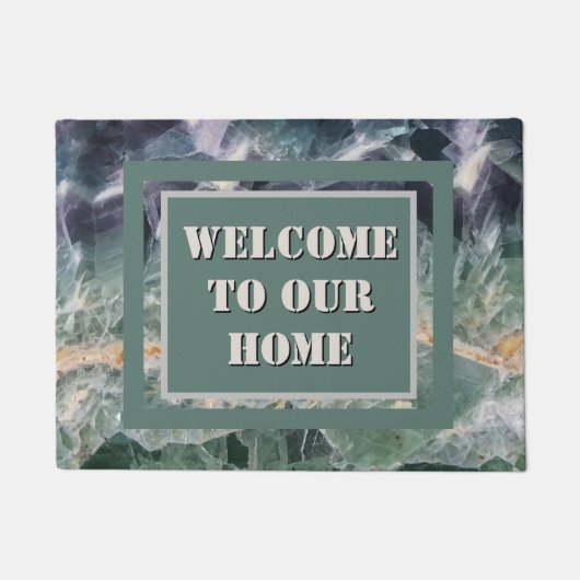 Willkommen Farbenfrohe Gemstone Foto Rockhound Gas Fußmatte (Vorderseite)