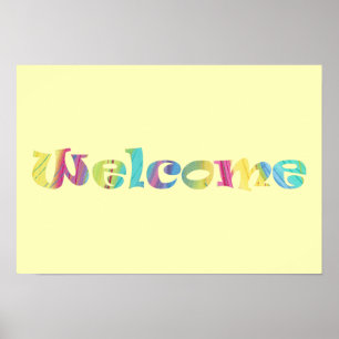 Willkommen Farbenfrohe Pasta Word Art Poster
