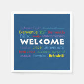 Willkommen Farbenfrohe viele Sprachen Blue Backgro Serviette (Vorderseite)