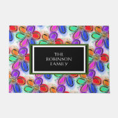 Willkommen Farbige Künstlerische Blume NAME Fußmatte (Vorderseite)