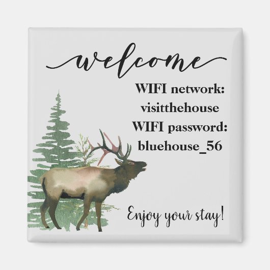 Willkommen Ferienhaus Elk WIFI Info Magnet (Vorne)