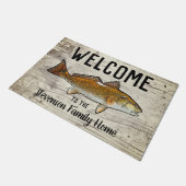 Willkommen Fischen Rotbarsch Familie Name Zuhause Fußmatte (Schrägansicht)