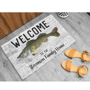 Willkommen Fischen Walleye Familienname Zuhause Hü Fußmatte