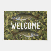 Willkommen Fischen Walleye Fisch Camouflage Zuhaus Fußmatte (Vorderseite)