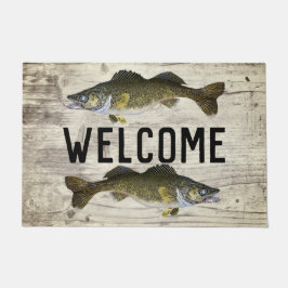 Willkommen Fischen Walleye Fish Lake Zuhause Hütte Fußmatte
