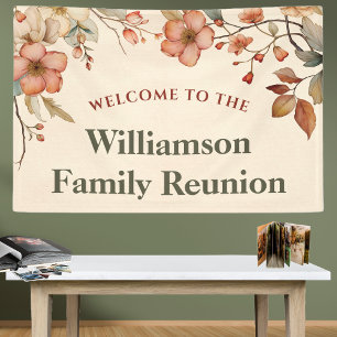 Willkommen Florale Elegante Familientreffen Banner