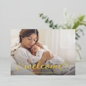 Willkommen Foto | Baby Birth Announcement Gold Foi Folieneinladung (Stehend vorne)