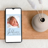 Willkommen Foto Collage Baby Boy Blue Birth Ankündigung