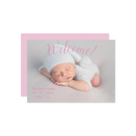 Willkommen Foto Script Baby Girl Pink Birth Ankündigung