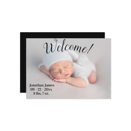 Willkommen Foto Script Gender Neutral Birth Ankündigung (Vorderseite/Rückseite Beispiel)