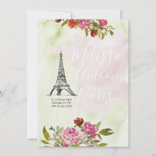 Willkommen Frankreich Aquarell Hochzeit Einladung